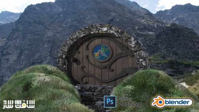 آموزش مدلینگ سه بعدی صحنه درب Hobbit در Blender 2.9 و Photoshop