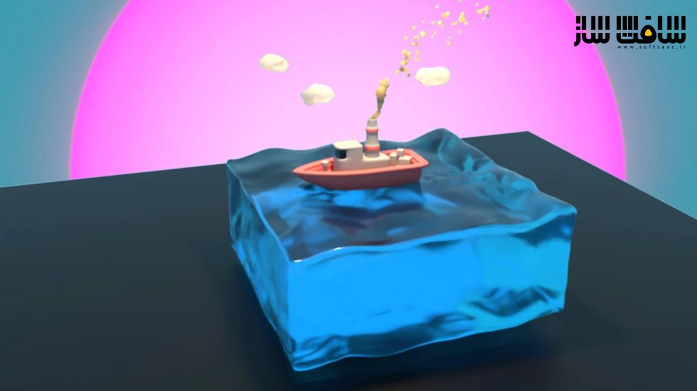 طراحی قایق انیمیت شده شناور روی سطح آب در Cinema 4D