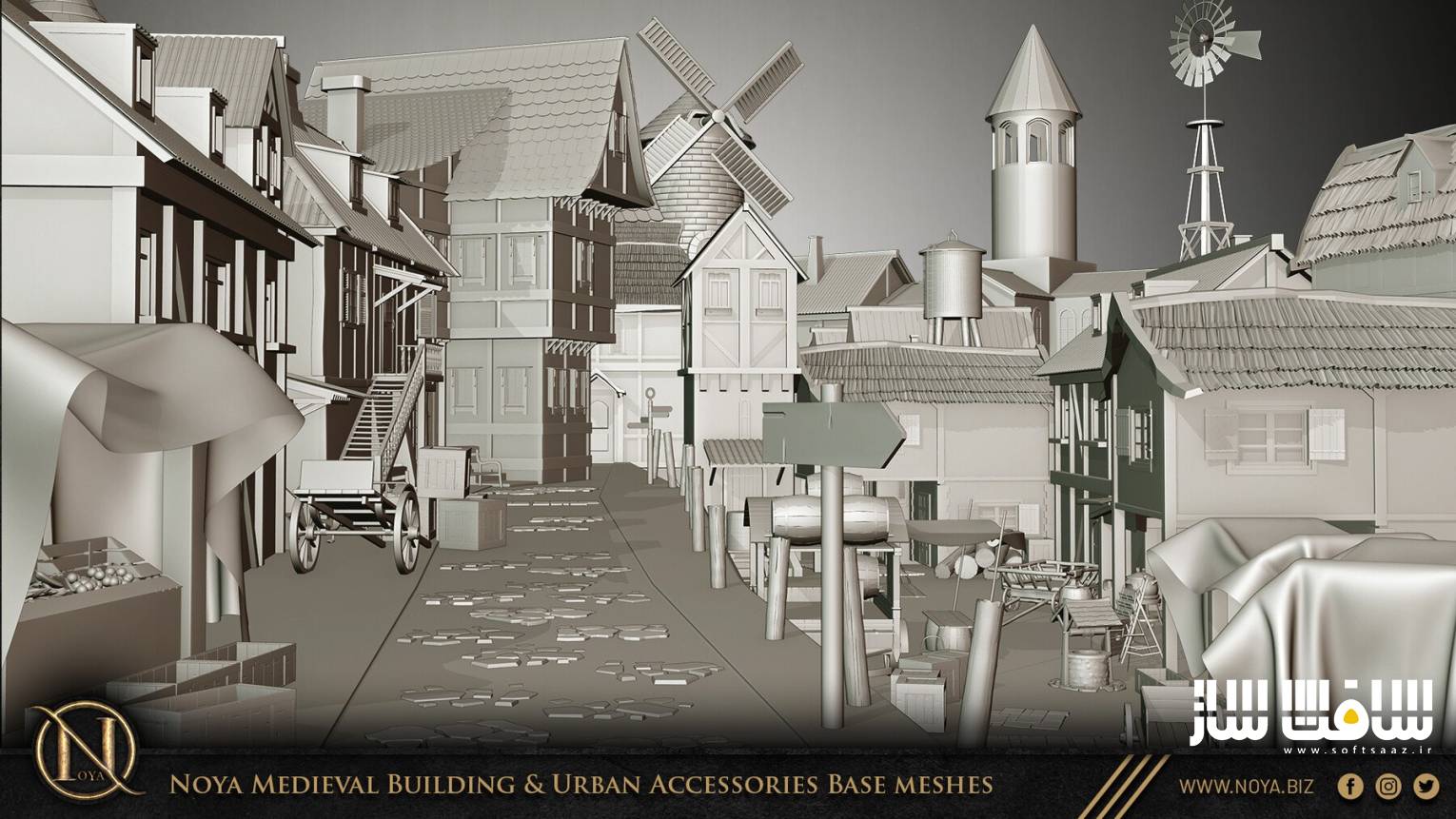 دانلود مدل سه بعدی لوازم شهر قرون وسطایی