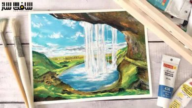 آموزش نقاشی آبشارهای ایسلند با اکریلیک: تسلط بر مناظر آبشار
