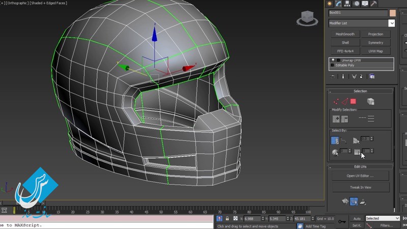 آموزش مدل سازی و تکسچرینگ مدل کلاه موتور سواری در 3ds Max